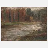 Peter Paul Müller-Werlau, Heller Herbsttag, Öl auf Leinwand und auf Pappe kaschiert