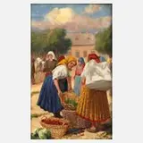 Carolus Pallya, Marktszene, Öl auf Holz