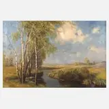 Olga v. Potthast-Minden, "Wiesenbach", Öl auf Leinwand