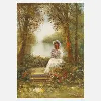 Madjid Rahnavard, Mädchen am See, Öl auf Leinwand