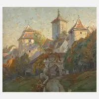 Paul Sollmann, Ansicht Rothenburg ob der Tauber, Öl auf leicht strukturiertem Malkarton