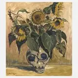 Jakob Weitz, Sonnenblumenstillleben, Öl auf Leinwand