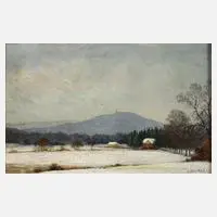 Andries Bosman, Winterliche Mittelgebirgsansicht, Öl auf Malkarton