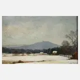 Andries Bosman, Winterliche Mittelgebirgsansicht, Öl auf Malkarton