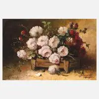 Rudolf Bierle, Rosenstillleben, Öl auf Sperrholz