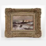 Rudolf Bierle, Winterabend, Öl auf Sperrholz