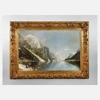 Anton Burger, Sonnige Fjordlandschaft, Öl auf Leinwand