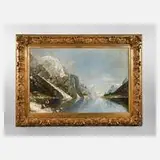 Anton Burger, Sonnige Fjordlandschaft, Öl auf Leinwand