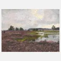 Adolf Glatte, Moorlandschaft mit blühender Heide, Öl auf Leinwand