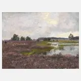 Adolf Glatte, Moorlandschaft mit blühender Heide, Öl auf Leinwand