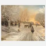 Albert Mantelet-Goguet, Winterliche Landstraße, Öl auf Leinwand