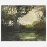 Anton Müller-Wischin, Am Waldsee, Öl auf Sperrholz
