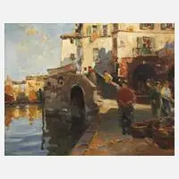 Hermann Schmidtmann, "Venezianisches Motiv", Öl auf Hartfaserplatte