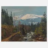 Georg Wichmann, Blick zum Riesengebirge, Öl auf Malplatte