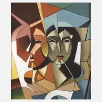 Gina Arambasic, Stillleben mit Masken, 1992, Öl auf Leinwand