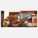 Gina Arambasic, Stillleben mit Violine, 1991, Öl auf Leinwand