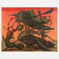 Pierre Demaria, Surrealistische Komposition, Öl auf Leinwand