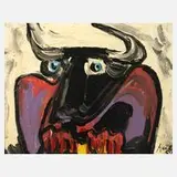 Peter Robert Keil, "Spielender Stier", 1959, Acryl auf Hartfaser