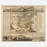 Peter Schenk, Karte Umgebung von Karlsbad, 1715, Kupferstiche mit Darstellungen von Ellenbogen