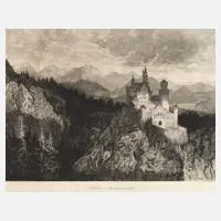 Leo Arndt, "Schloss Neuschwanstein", Radierung