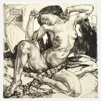 Arthur Brusenbauch, Damenakt, 1919, Lithographie
