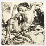 Arthur Brusenbauch, Damenakt, 1919, Lithographie
