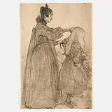Carl Larsson, "Karin und Kersti", Radierung mit schönem Plattenton auf Velin