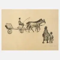 Arno Mohr, Alltagsszene, 1910, Kreidelithographie
