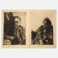 Paar Graphiken by Anders Zorn, Radierungen auf leichtem Karton, sold Mar 2025