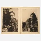 Anders Zorn, Paar Graphiken, Radierungen auf leichtem Karton