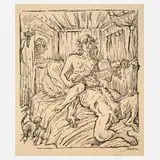 Alfred Kubin, "Simson und Dalila", Federlithographie auf Bütten