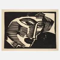 Karl Schmidt-Rottluff, "Kopf", Holzschnitt