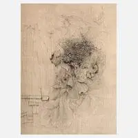 Hans Bellmer, "La Danseuse", Radierung mit partieller Weißhöhung auf bräunlichem Bütten