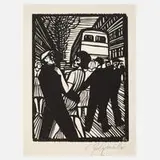 Conrad Felixmüller, "Straße II", Holzschnitt