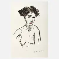 Stephan Balkenhol, Halbakt, 1997, Farbserigraphie auf Transparentpapier