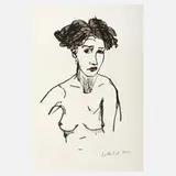 Stephan Balkenhol, Halbakt, 1997, Farbserigraphie auf Transparentpapier