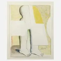 Kopffüßler mit Schild by Horst Antes, Farblithographie, sold Mar 2025