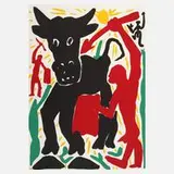 A. R. Penck, "Flagge zeigen", Farbserigraphie auf leichtem Karton