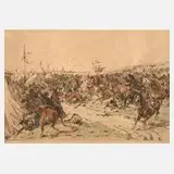 Feodor Dietz. attr., Schlacht gegen die Osmanen, aquarellierte