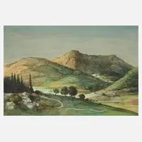 Fritz Burkhardt, Berglandschaft, 1954, Mischtechnik