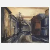 Emil Ressel, Straßenszene aus Hof in Oberfranken, Aquarell auf Aquarellpapier