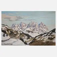 Eugen von Tarnóczy, "Die Loferer Berge...", 1927, Gouache auf leichtem Karton