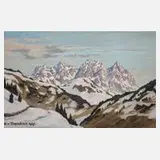 Eugen von Tarnóczy, "Die Loferer Berge...", 1927, Gouache auf leichtem Karton