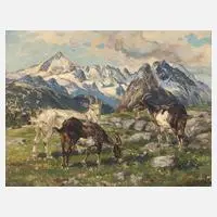 Willy Tiedjen, »Ziegen auf Hochalm«, Öl auf Leinwand