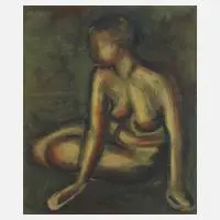 Hubert Franz, Sitzender Damenakt, Aquarell auf leichtem Karton