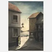 Wilhelm Nagel, Nächtliche Straßenszene, Bleistift und Papier