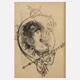 Hermann Vogel, Vignette mit Damenportrait, Mischtechnik