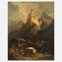 Franz Leuteritz, "Schloss Trostburg im Eisackthal", 1865, Stahlstich