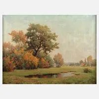 Johannes Berger, "Herbstwald am Dorf", 1930, Öl auf Leinwand