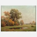 Johannes Berger, "Herbstwald am Dorf", 1930, Öl auf Leinwand